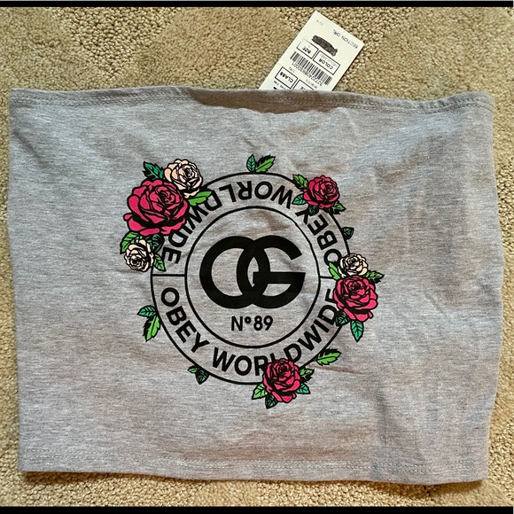 Obey Rue De La Rose Heather Grey Tube Top - Picture 4 of 6